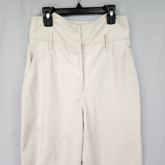 Nanushka Vegan Leather Pants Size XS Taper Ivory High Rise Pockets - Picture 11 of 16